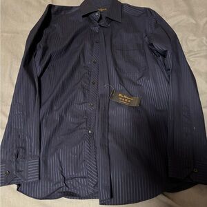 Ben Sherman Navy Pinstripe Long-Sleeve Dress Shirt